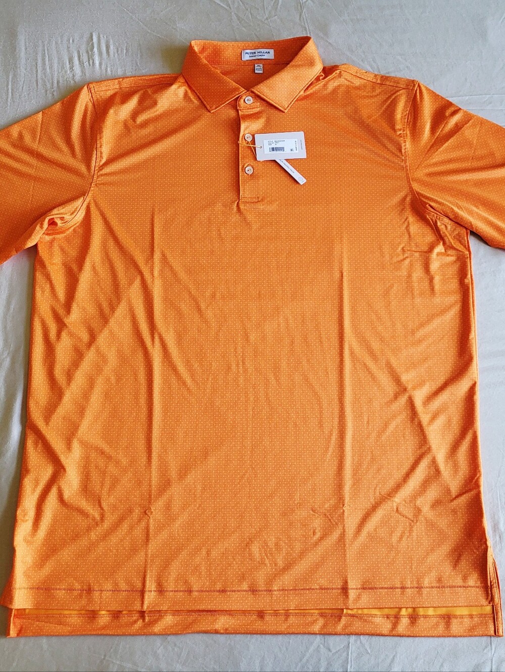 Peter Millar Summer Comfort Tangerine Geometric Honeycomb Polo Men's XL NWT